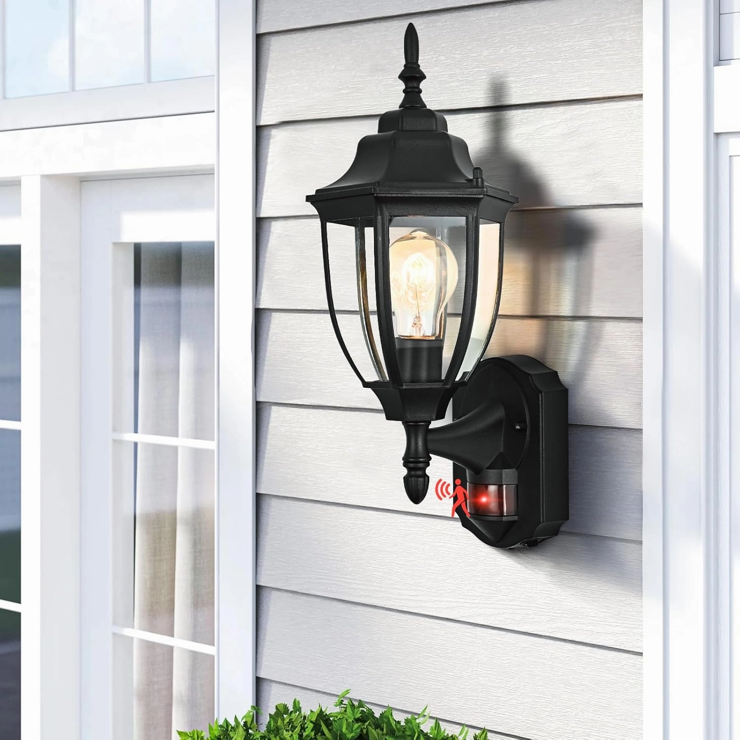 Porch Lights Outdoor Motion Sensor Wall Sconce Anti-Rust Aluminum, Exterior Outdoor Wall Lights Dusk to Dawn Porch Light Fixture Wall Mount for House Outside Patio