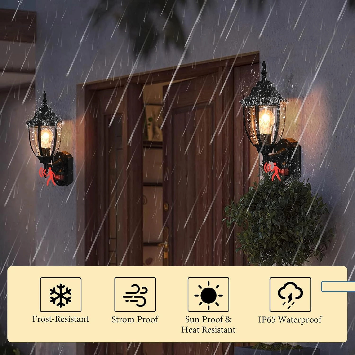 Porch Lights Outdoor Motion Sensor Wall Sconce Anti-Rust Aluminum, Exterior Outdoor Wall Lights Dusk to Dawn Porch Light Fixture Wall Mount for House Outside Patio