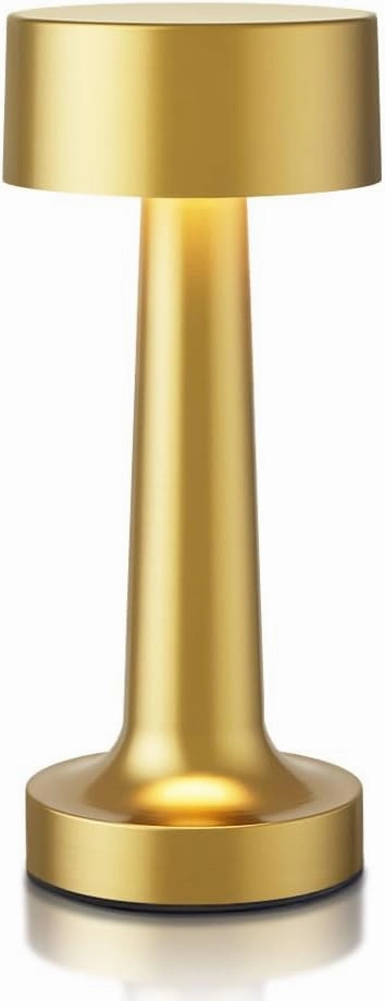 Portable LED Table Lamp, 3-Levels Brightness Metal Desk Lamp,3 Color Touch Control Rechargeable Lamp, Ideal Bedside Lamp for Nightstand,Bedroom, Living Room (Gold)