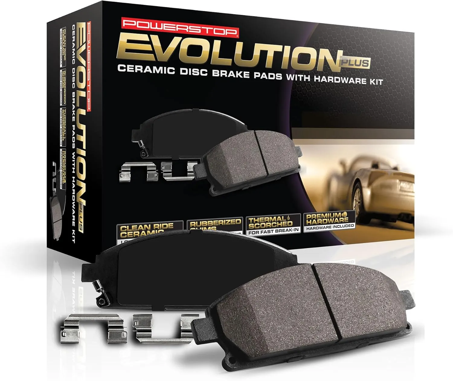 Power Stop 17-727, Z17 Front Ceramic Brake Pads with Hardware For Chevrolet Classic, Chevrolet Malibu, Oldsmobile Alero, Oldsmobile Cutlass, Pontiac Grand Am [Model Specific]