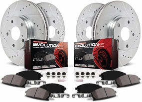 Power Stop K7260 Front & Rear Z23 Evolution Sport Brake Upgrade Kit and 1 Front & 1 Rear Sensor Wires For Land Rover Discov, Land Rover Range Rover, Land Rover Range Rover Sport [Model Specific]