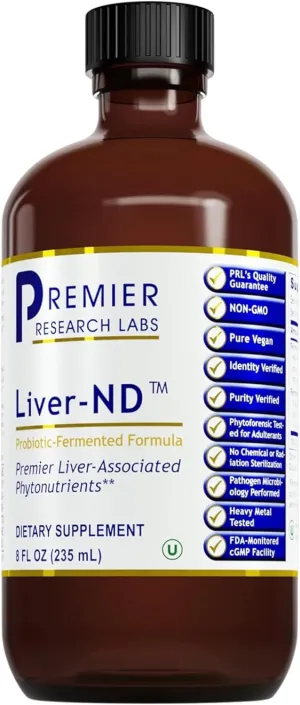 Premier Research Labs Liver-ND - Liver Cleanse, Milk Thistle Extract, Milk Thistle Liquid Drops, Tincture Supplement Fermented with Probiotics, with Antioxidants, Turmeric, 8 Fl Oz Bottle
