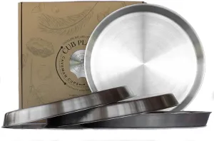 Premium Heavy Weight Stainless Steel Plates Set 4 Pack Kids Adults Elderly Camping