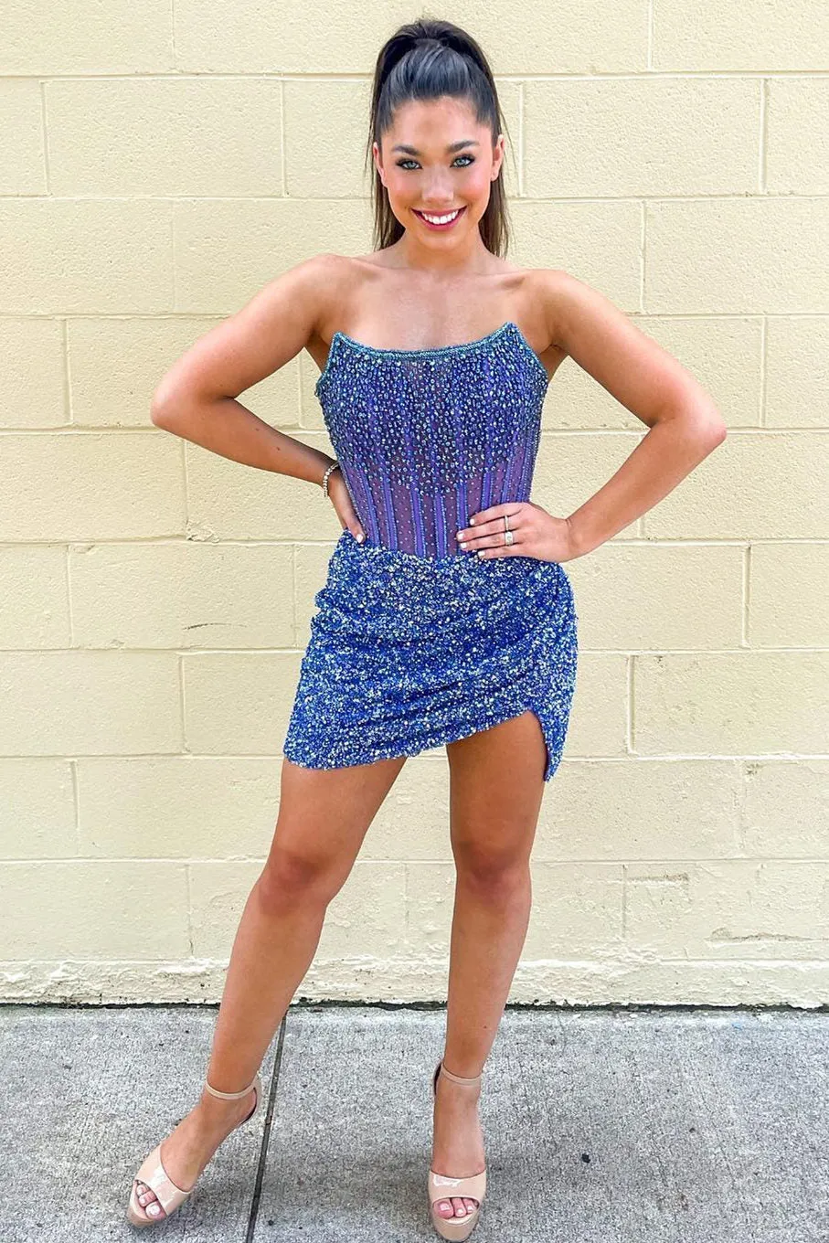 Pretty Homecoming Dress Bodycon Strapless Corset Short Party Cocktail Dress