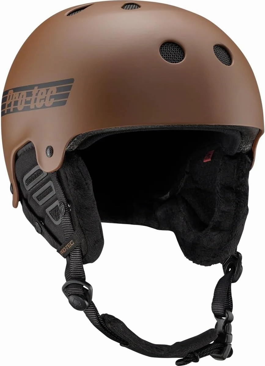 Pro-Tec Old School Snow Helmet, Full Coverage Terry and Mesh Liner Along with The Padded Audio Capable Ear Pads, Small – Matte Rust