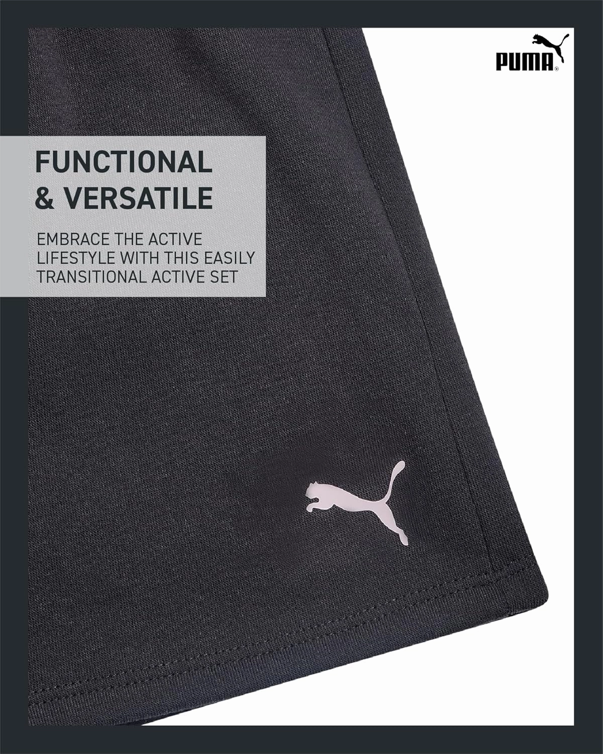 PUMA Girls Active Shorts Set - 3 Piece Performance T-Shirt, Tank Top, Gym Shorts - Summer Athletic Outfit for Girls (7-14)