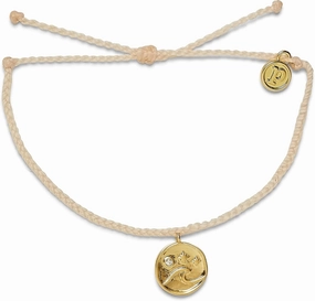 Pura Vida Bracelet Silver or Gold Crystal Wave Coin Charm Bracelet - Handmade with Czech Crystal, Adjustable with Waterproof Band - Stackable Bracelets, Handmade Braceletss
