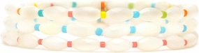 Pura Vida Bracelets Rainbow Pearl Bead Stretch Bracelet Pack for Women, Set of 3