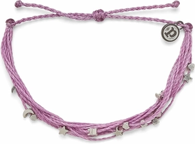 Pura Vida Silver Celestial Beads Malibu Bracelet - 100% Waterproof, Adjustable Band, Brand Charm