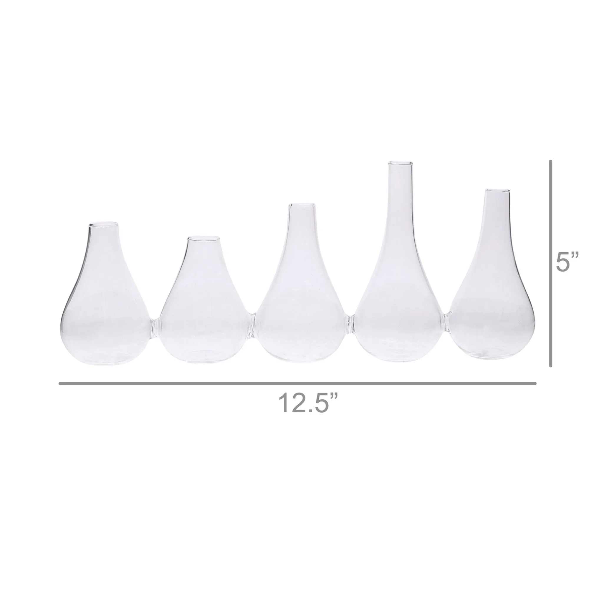Quintuplet Set of Five Joined Glass Vases