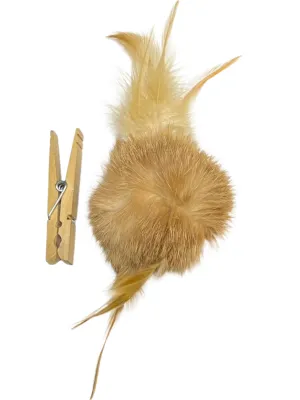 Rabbit Fur Cat Toys - Ball of real Fur Shaped with Real Feathers from both ends.  "Double Trouble"
