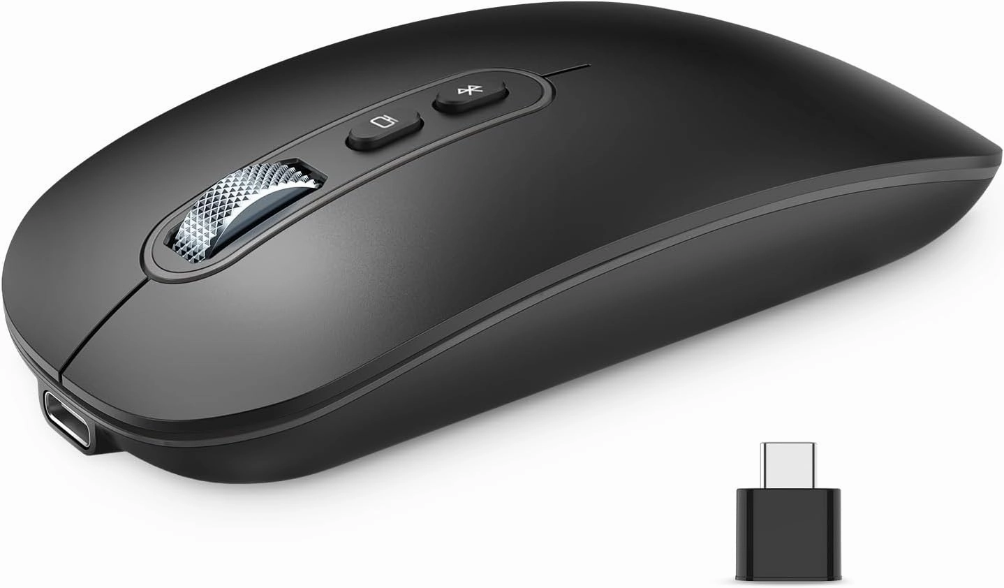 RaceGT USB C Wireless Mouse, Rrechargeable Dual-Mode Mouse(Type-c and Bluetooth), Slim Mice for MacBook Air/Pro, Silent Travel Mice for iPad Mac Laptop PC Computer
