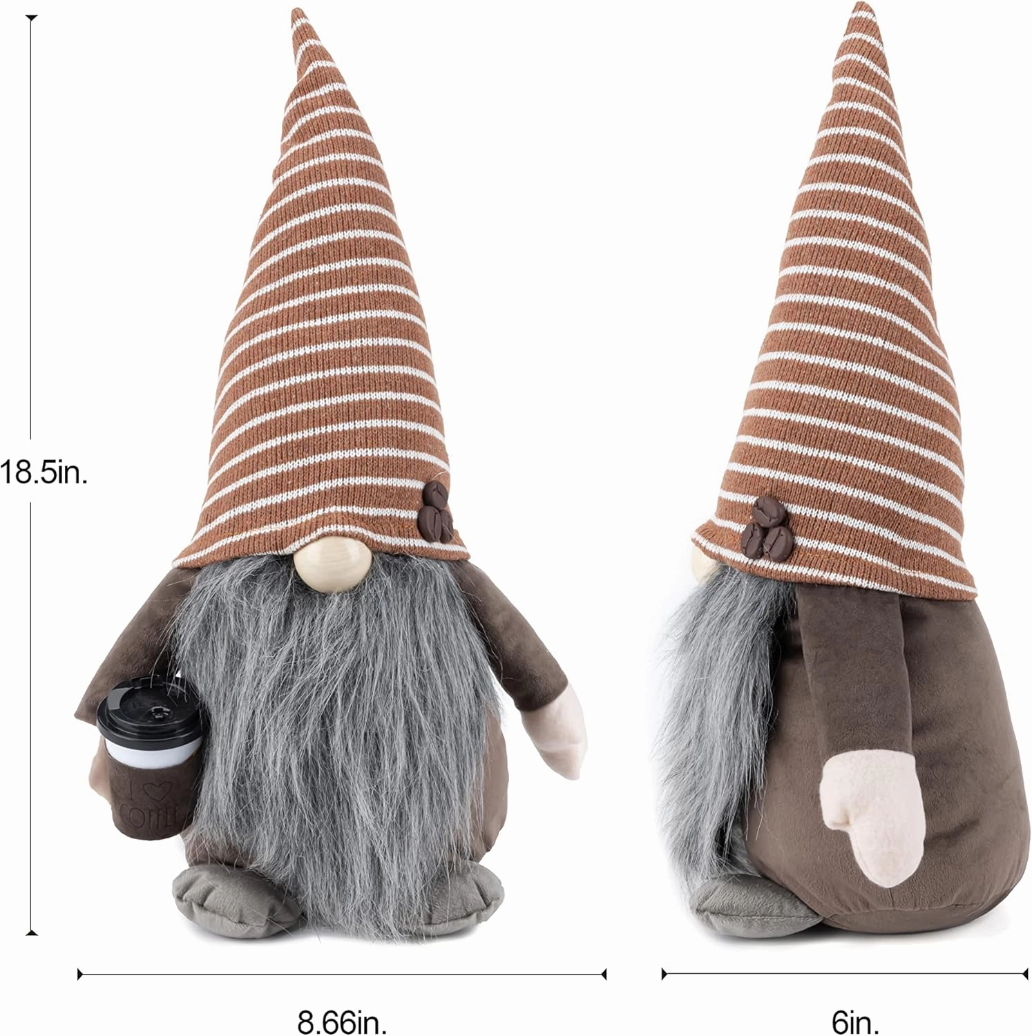 Rae Dunn Kitchen Gnome - Home Decor Decorations - Scandinavian/Swedish/Nordic Tomte Nisse Plush Figurine - 19" Elf with Beard Ornament for Shelf, Table, Desk Décor