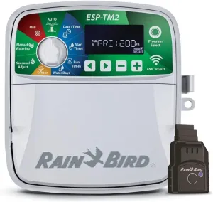 Rain-Bird ESP-TM2 Indoor Outdoor Irrigation WiFi Zone Controller Timer Box and Link Lnk WiFi Mobile Wireless Smartphone Upgrade Module Sprinkler System (4 Zone)