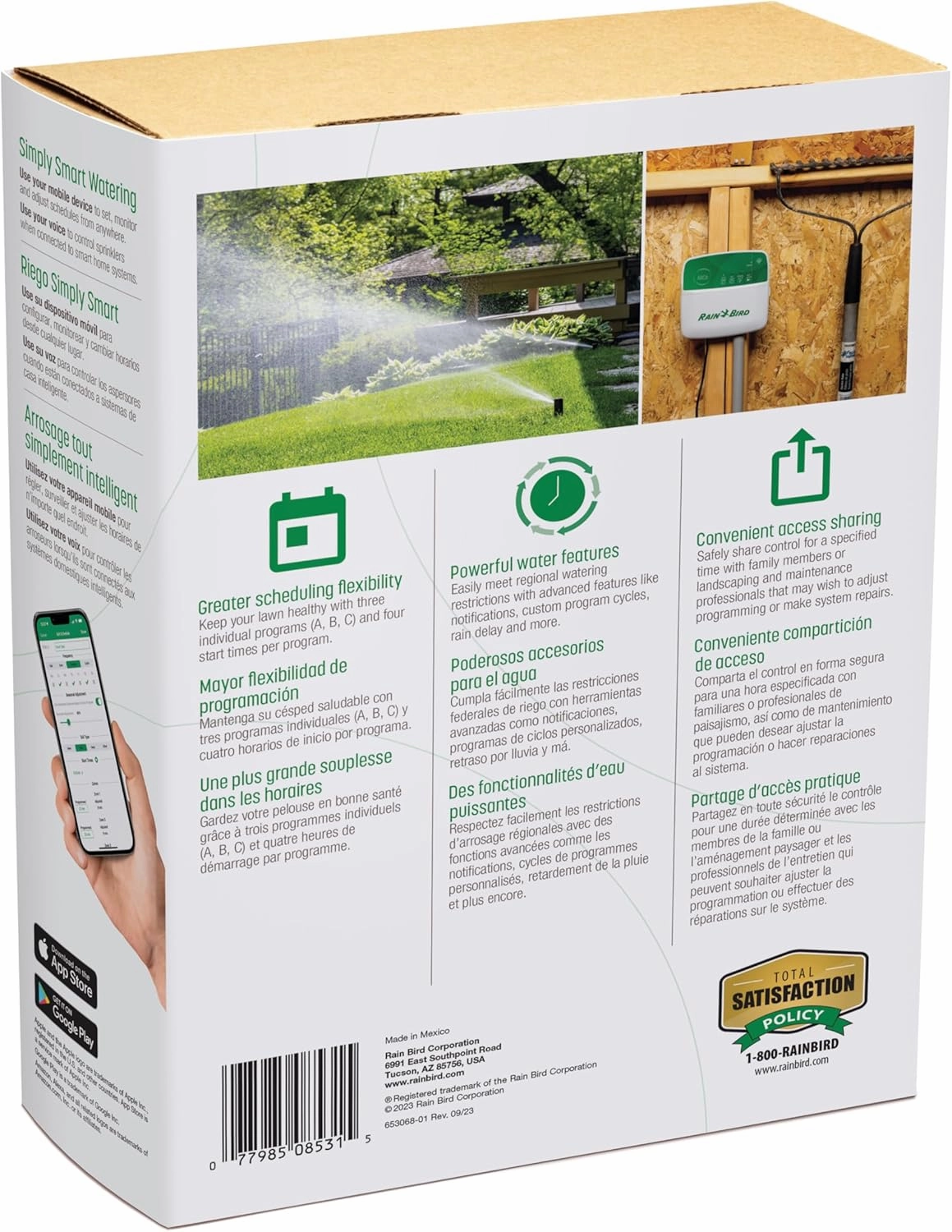 Rain Bird ARC6 App-Based Indoor Smart Irrigation WiFi Timer/Controller, 6-Zone/Station, EPA WaterSense Certified, Compatible with Alexa