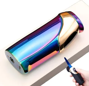 RAPTURA Windproof Electric Lighter Touch Sensitive Case, Electric Torch Lighter, 3-Flame Torch Lighter, Silent Torch Lighter Rechargeable USB Lighter with Led Battery Indicator (Colorful)