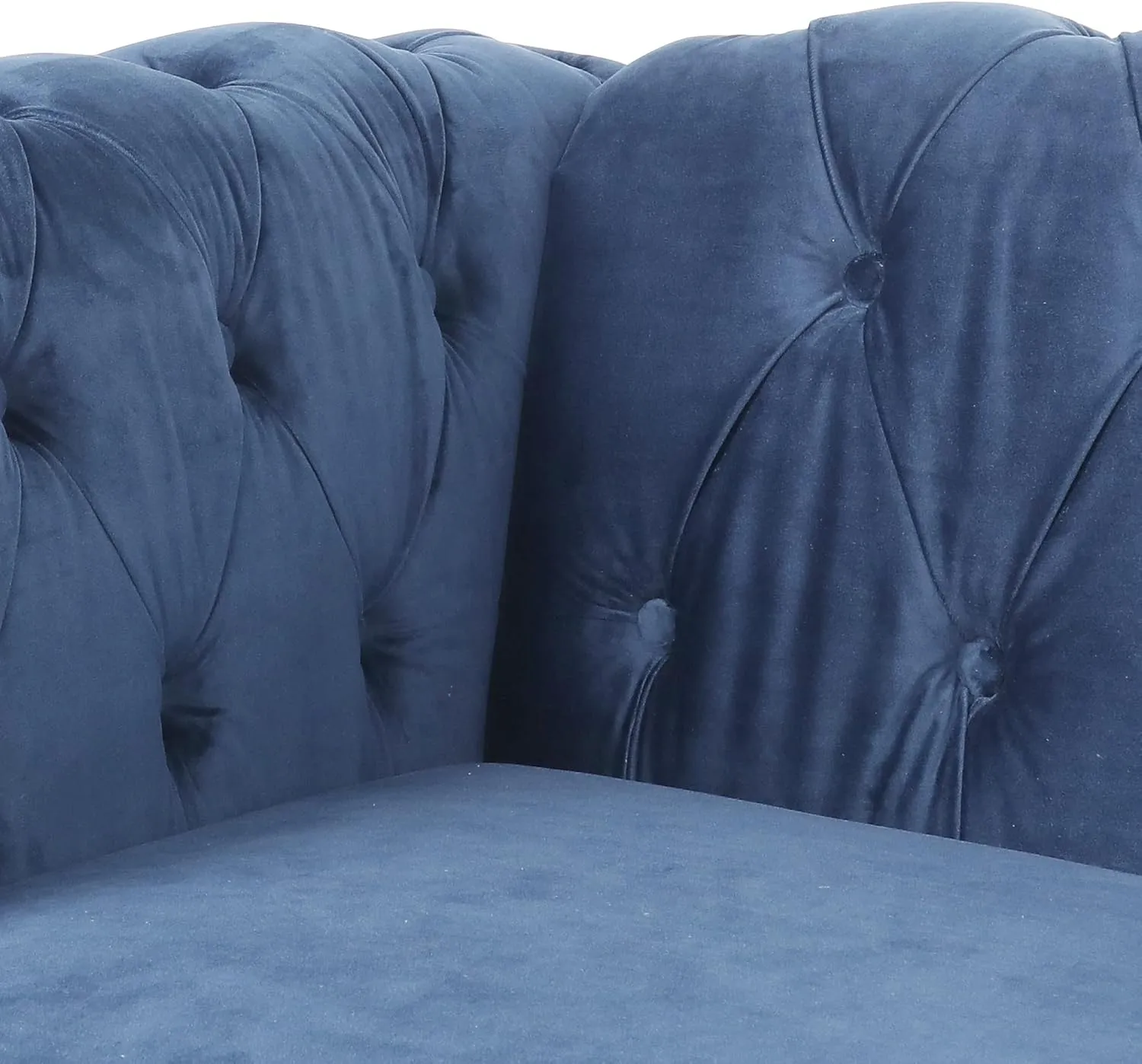 RARZOE Chesterfield Classic Sofa, Mordern 3 Seater Velvet Sofa Couch, Tufted Back Chesterfield Settee Sofas with Nailhead Trim Scroll Arms for Living Room Apartment(Blue)