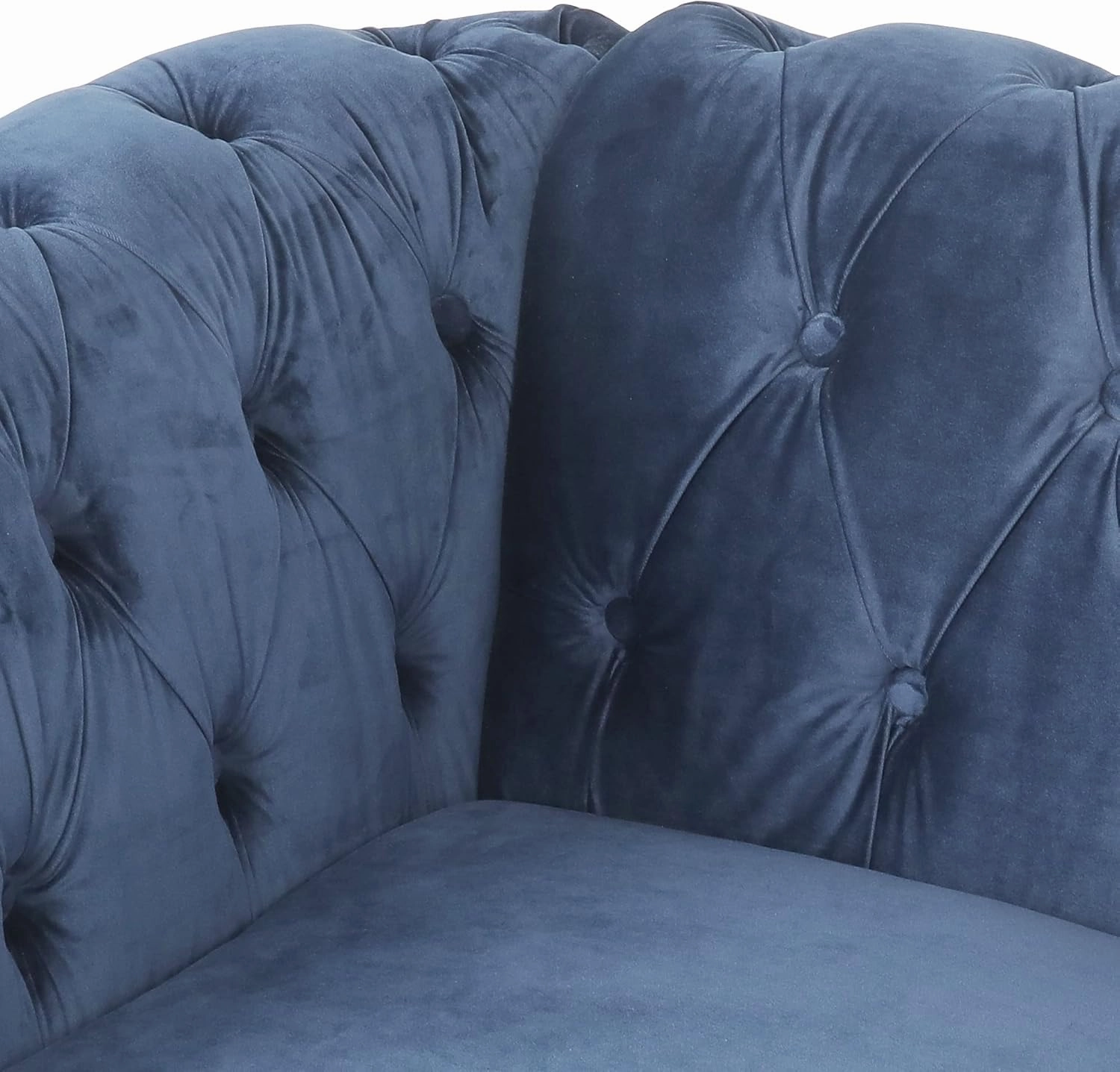 RARZOE 2 Pieces of Living Room Furniture Sofa Sets, Modern Contemporary Tufted Button Velvet Accent Club Chair&Chesterfield Loveseat Sofas Set with Nailhead Trim Scroll Arms for Home Furniture(Blue)