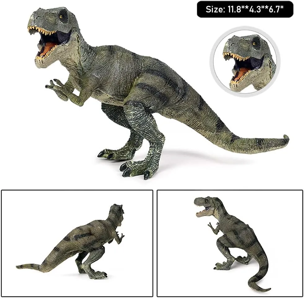 RCOMG Dinosaur Toy Tyrannosaurus Rex, Realistic Dino Figure T-Rex Toy Plastic Educational Prehistoric Animal Dinosaur Figurines for Kids Toddlers (Green)