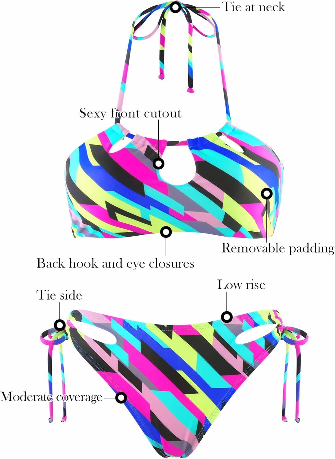 RELLECIGA Women's Halter Bikini Set Low Waisted Cute Bathing Suit