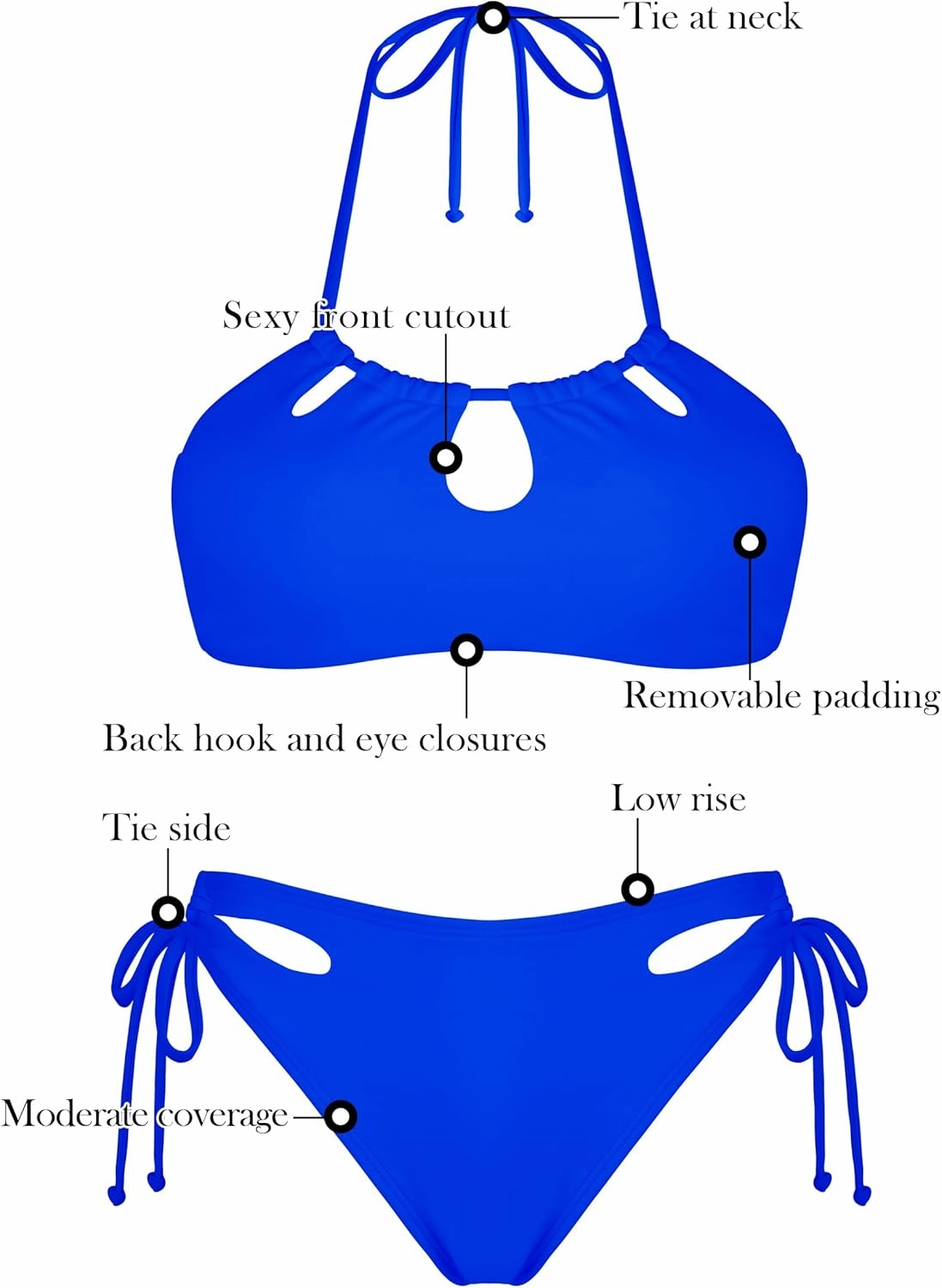 RELLECIGA Women's Halter Bikini Set Low Waisted Cute Bathing Suit