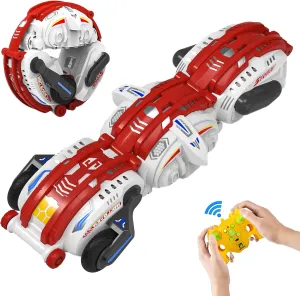 Remote Control Car, RC Stunt Snake Car 360° Roll with Hand Gesture Sensing and Touch Rotation, Super Fast Racing Car for Christmas Birthday Gift, Indoor/Outdoor Toys for 6-12 Year Old Boys Girls - Red