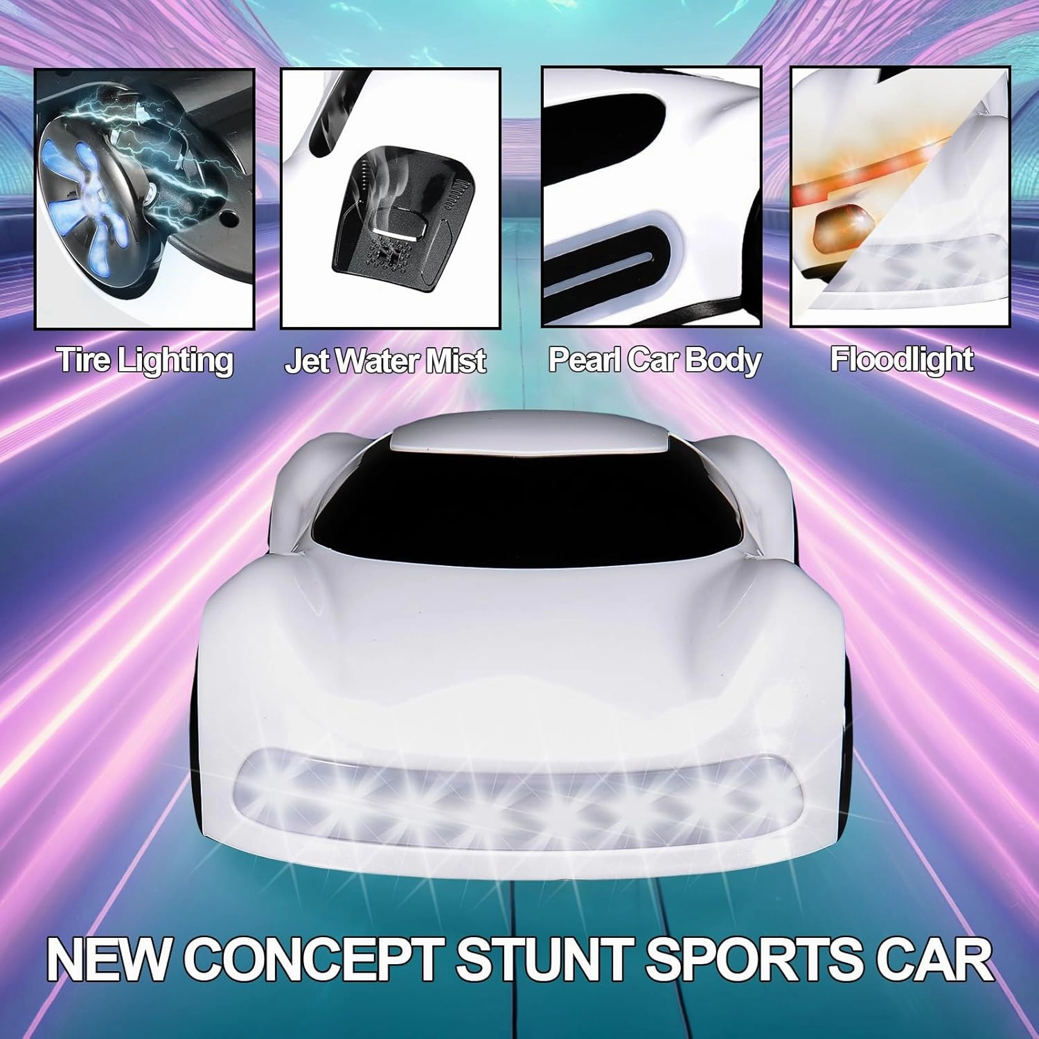 Remote Control Car, Gesture Sensing RC Sunt,360° Rotating Side Hobby Drift RC Car with Cool Light Spray and Music,Toy Cars for Kids,Birthday Gifts for Boys Girls 6-12. (White)