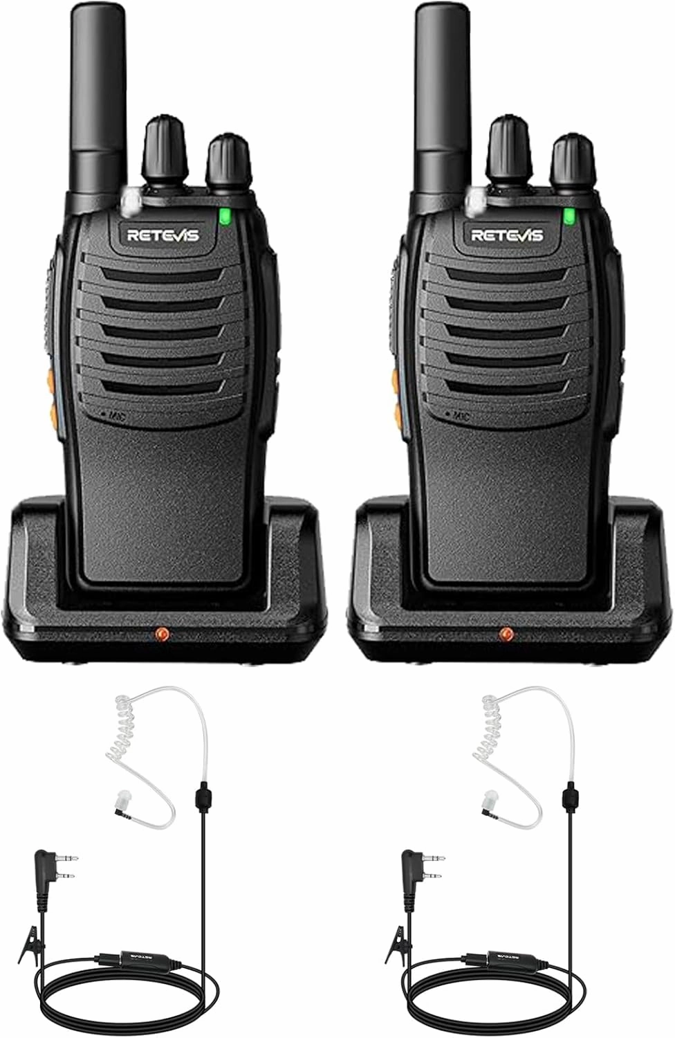 Retevis H-777 Rechargeable Walkie Talkies(2 Pack) with AI Active Noise Reduction Walkie Talkie Earpiece(2 Pack), Mini 2 Way Radios Long Range, Small Walky Talky, Portable FRS Two Way Radios