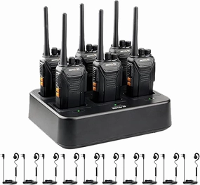 Retevis RT27 Walkie Talkies(6 Pack) with Walkie Talkie Earpiece with Mic(10 Pack), Heavy Duty Two Way Radios, VOX Hands Free, Local Alarm, Rugged 2 Way Radio with Six-Way Charger