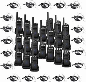 Retevis RT68H Long Range Walkie Talkies(20 Pack) with Walkie Talkie Earpiece with Mic(20 Pack), Two Way Radio Rechargeable, Visualization, Ease of use, Hidden LED Display, Heavy Duty 2 Way Radios