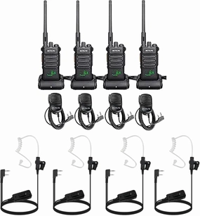 Retevis RT86 2 Way Radio(4 Pack) with AI Active Noise Cancelling Walkie Talkie Earpiece(4 Pack), High Power Walkie Talkies for Adults with Shoulder Mic, Heavy Duty Two Way Radios Rechargeable