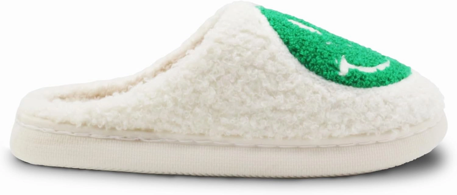 Retro Fuzzy Face Slippers for Women Men, Soft Plush Warm Slip-on Couple Style Casual Happy Face Slippers Cozy Indoor Outdoor Lightweight Anti-Skid Sole Cute House Slippers with Memory Foam