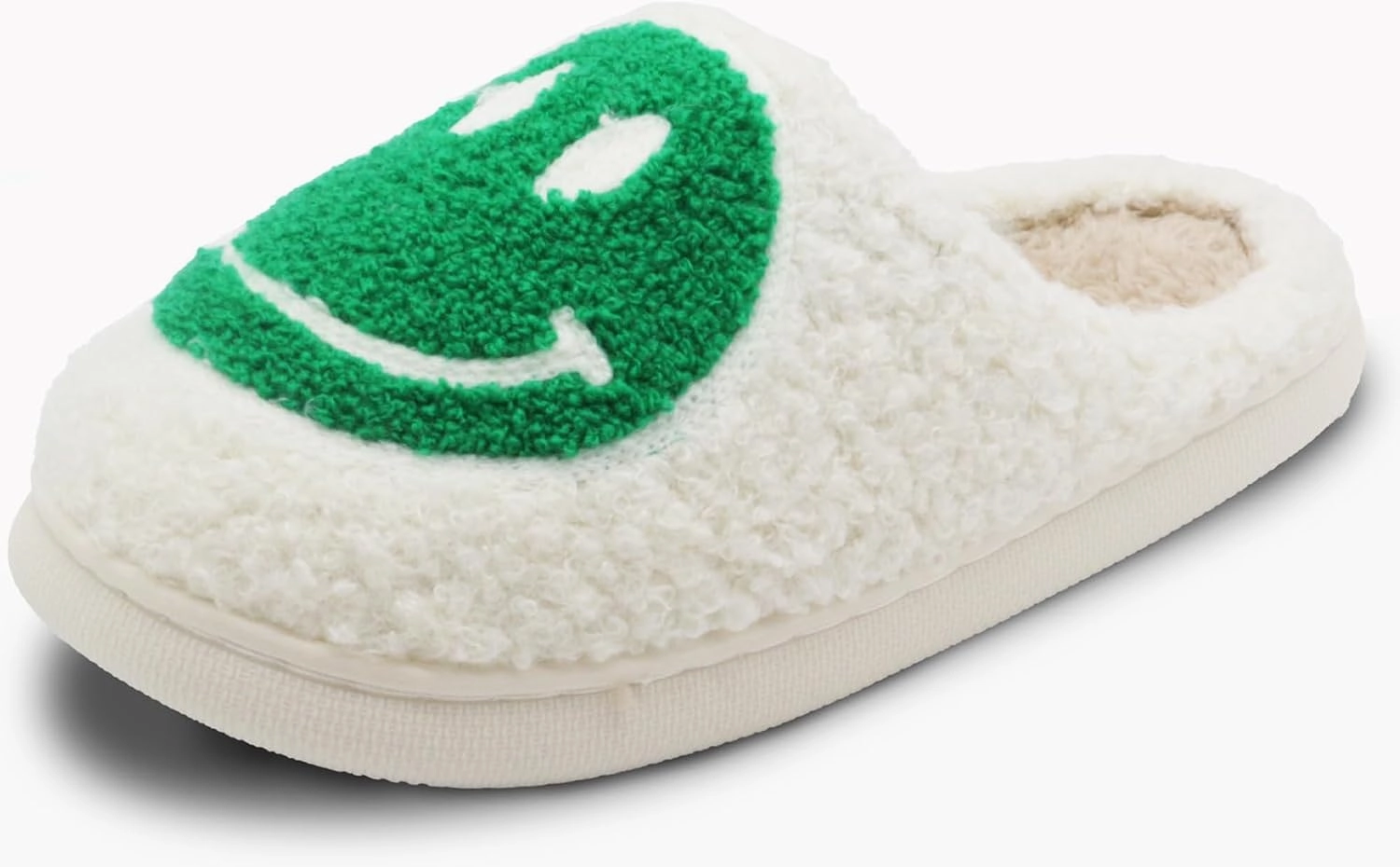 Retro Fuzzy Face Slippers for Women Men, Soft Plush Warm Slip-on Couple Style Casual Happy Face Slippers Cozy Indoor Outdoor Lightweight Anti-Skid Sole Cute House Slippers with Memory Foam