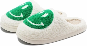 Retro Fuzzy Face Slippers for Women Men, Soft Plush Warm Slip-on Couple Style Casual Happy Face Slippers Cozy Indoor Outdoor Lightweight Anti-Skid Sole Cute House Slippers with Memory Foam