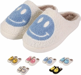 Retro Fuzzy Face Slippers for Women men， Womens Girls Cute Yellow the Lable Face House Slippers for Indoor Outdoor Pink/White/Black/Blue