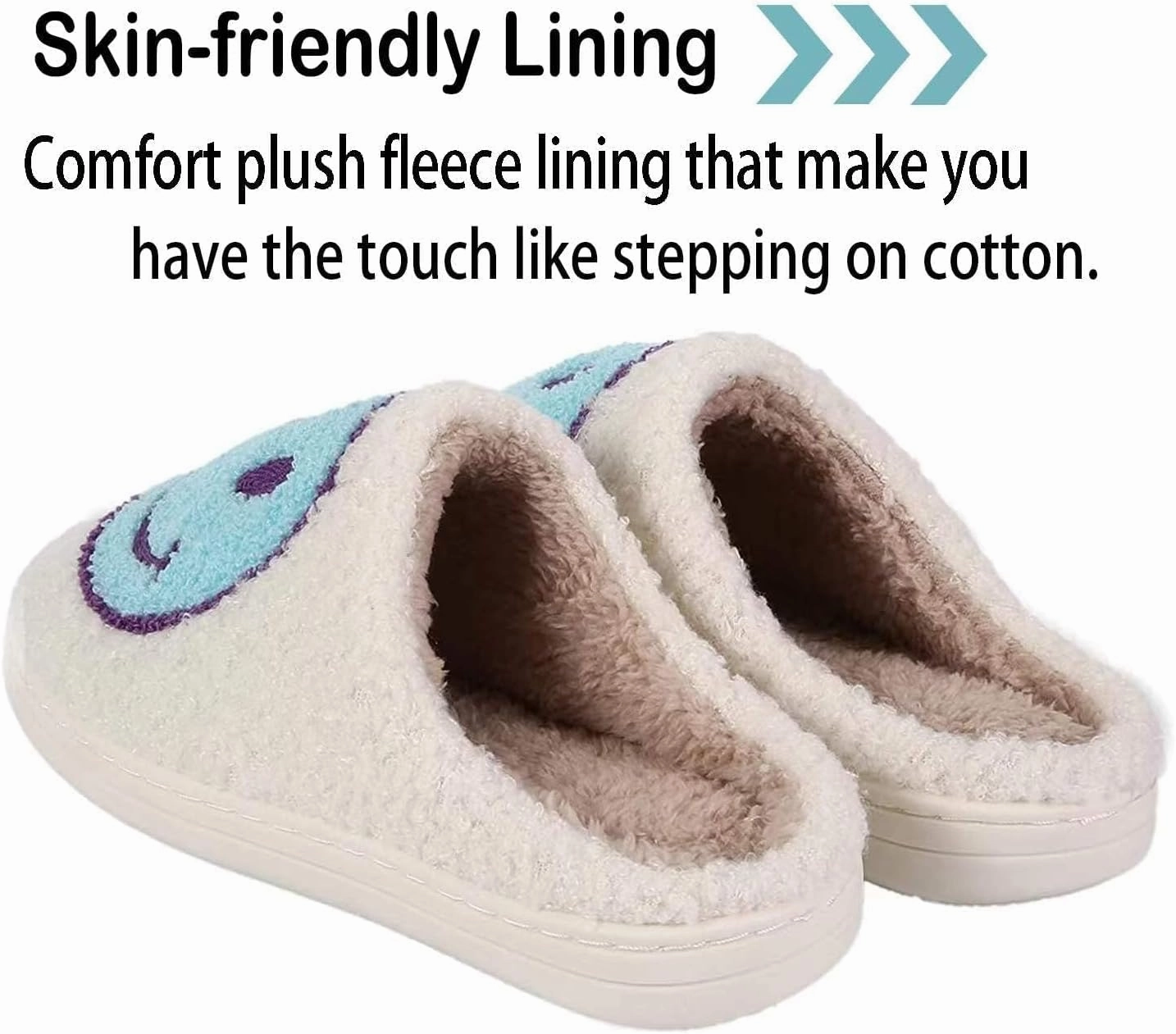 Retro Fuzzy Face Slippers for Women men， Womens Girls Cute Yellow the Lable Face House Slippers for Indoor Outdoor Pink/White/Black/Blue