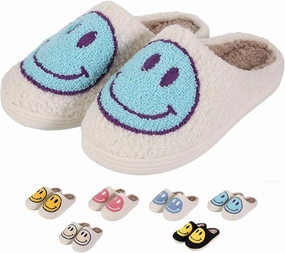 Retro Fuzzy Face Slippers for Women men， Womens Girls Cute Yellow the Lable Face House Slippers for Indoor Outdoor Pink/White/Black/Blue
