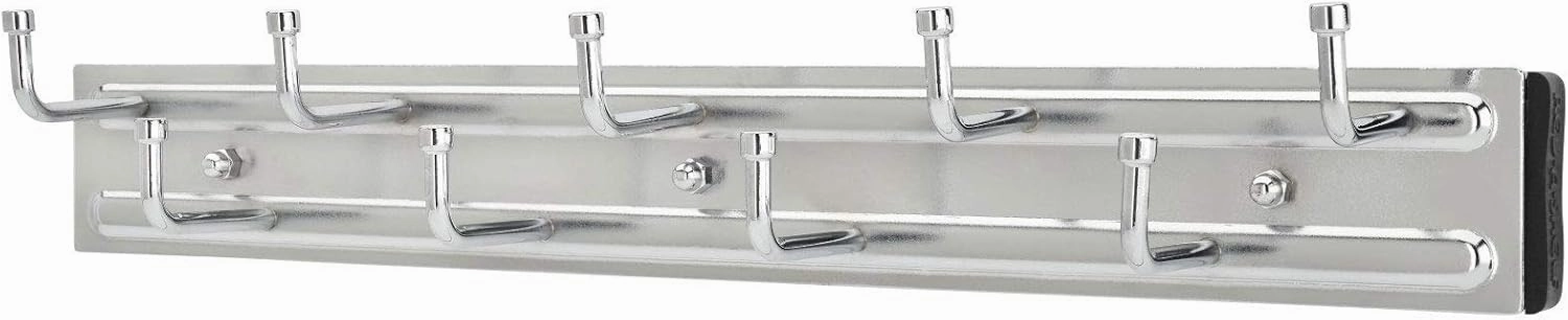 Rev-A-Shelf BRC-14CR 14-Inch Wall Mounted Pullout Closet Belt and Scarf Organization Rack Accessories Holder Hanger with 9 Hooks, Chrome (2 Pack)