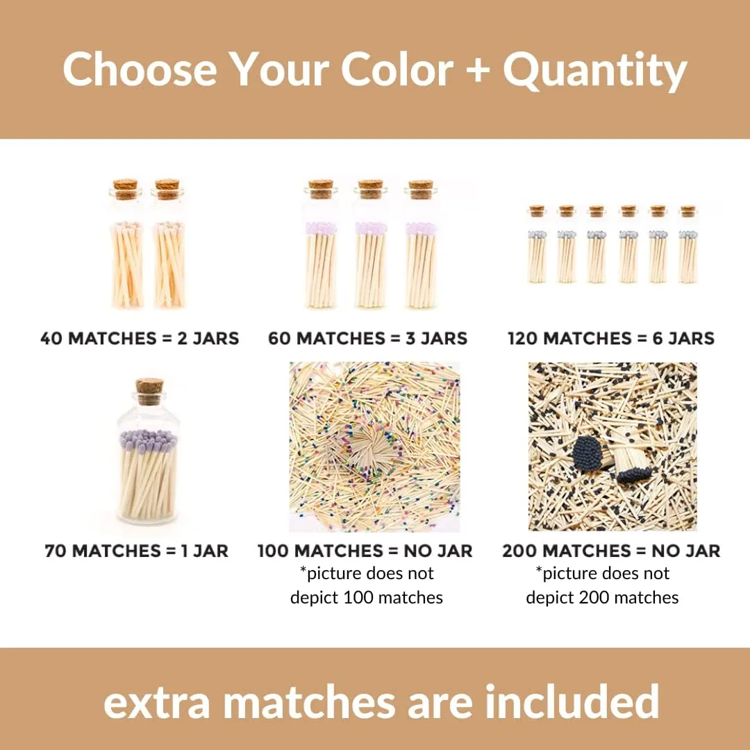 River Birch Decorative Matches in a Bottle with Striker - Cute & Colored Matches - 6 Bottles, Cobalt Blue Tip, 120 Matches