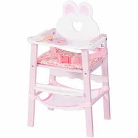 ROBUD Wooden Baby Doll High Chair, High Chair Toys for 18 Inch Dolls, Pretend Play Accessories, American Girl Toys Furniture Ages 3  (Pink)