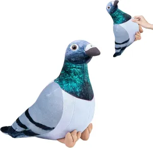 Rock Pigeon Stuffed Animals, Realistic Screaming Rock Pigeon Plush Toy 8in,Cute Soft Bird Animal Plushies Model Gift Collection for Kids