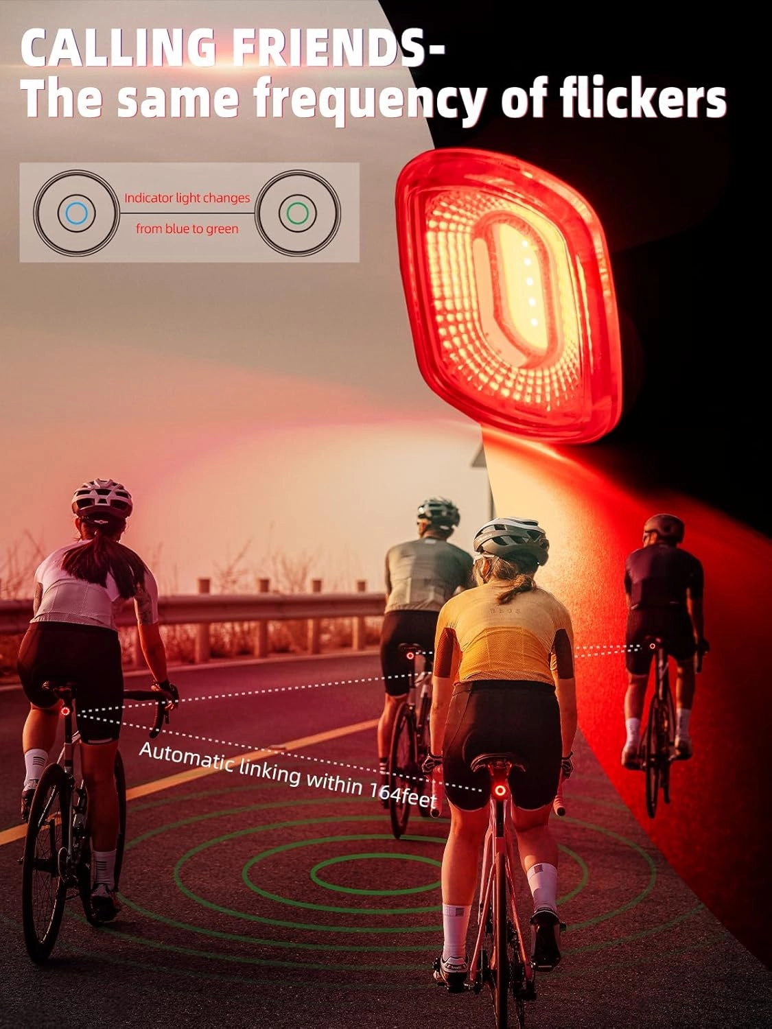 ROCKBROS Smart Bike Tail Light Brake Sensing Bicycle Rear Lights for Night Riding with IPX6 Waterproof, Type C USB Rechargeable