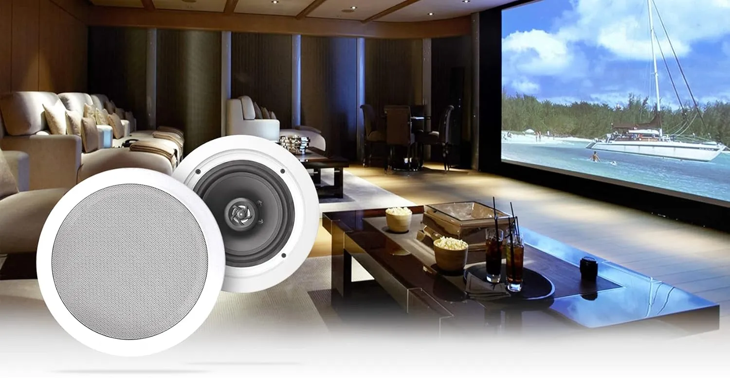 Rockville Pair HC85 8" Inch 700 Watt in-Ceiling Home Theater Speakers 8 Ohm, White