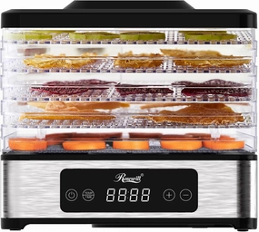 Rosewill Compact Food Dehydrator, 5 Stackable Trays with Adjustable 48H Timer and Temperature Control - Electric Food Preserver for Jerky, Fruits, Veggies, Meat & Dog Treats