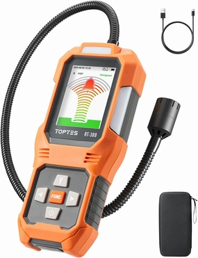RT-389 Rechargeable Refrigerant Leak Detector, HVAC Freon Leak Detector with 3 Sensitivity Modes & 3 Alarm Types, Air Conditioning Detection for CFCs, HCFCs, HFCs, HFOs, HCs - Orange