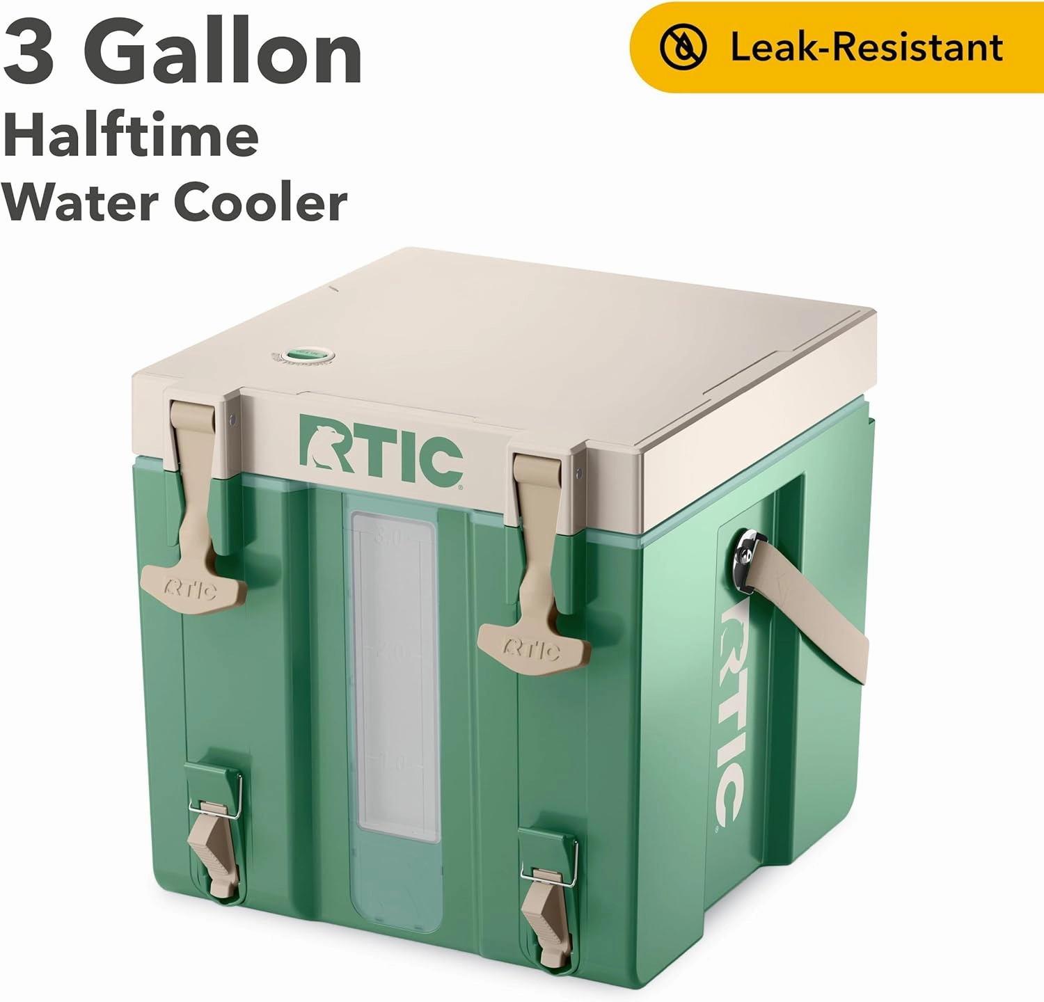 RTIC Halftime Water Cooler Portable Carrier Container, Drink Beverage Dispenser, Stackable with 2 Taps, Bottleless, BPA-Free, for Sports, Camping, BBQ, Parties, Picnic, & More, Sage