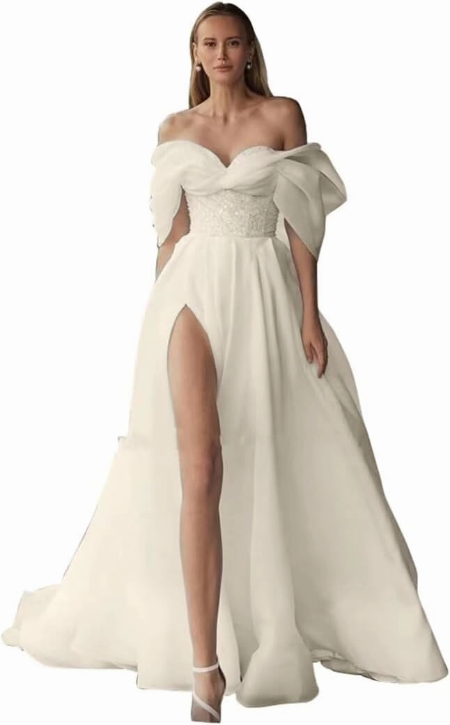 RYANTH Lace Appliques Tulle Wedding Dresses for Bride 2025 Simple Boho Beach Wedding Bridal Gown with Train