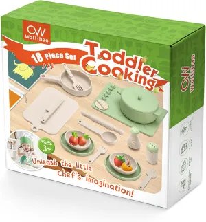 Safe Play Kitchen for Toddlers 1-3, Toy Kitchen Sets Kids Kitchen Accessories Toddler Kitchen Tools Kids Cooking Sets Utensils Cooking Toys Set for Kids