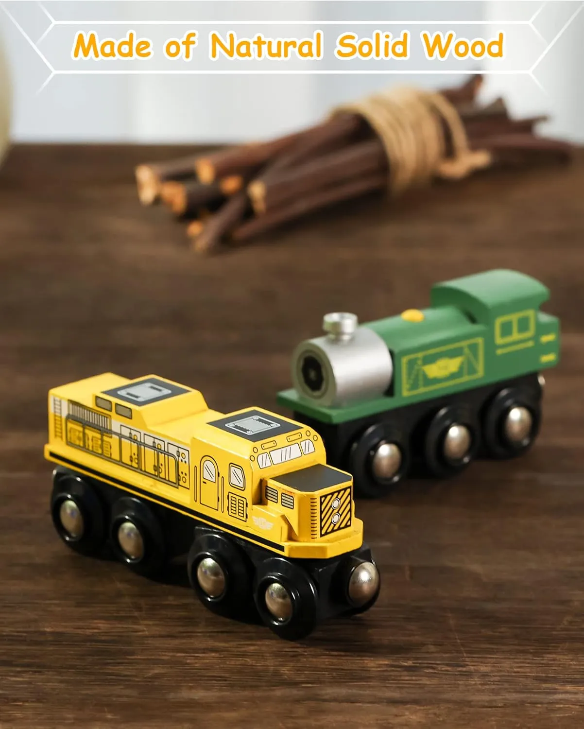 SainSmart Jr. Wooden Train Set Accessories, Magnetic Toy Car Set (10 PCS), Compatible with All Major Brands, Gift for Toddlers, Boys, and Girls Aged 3 