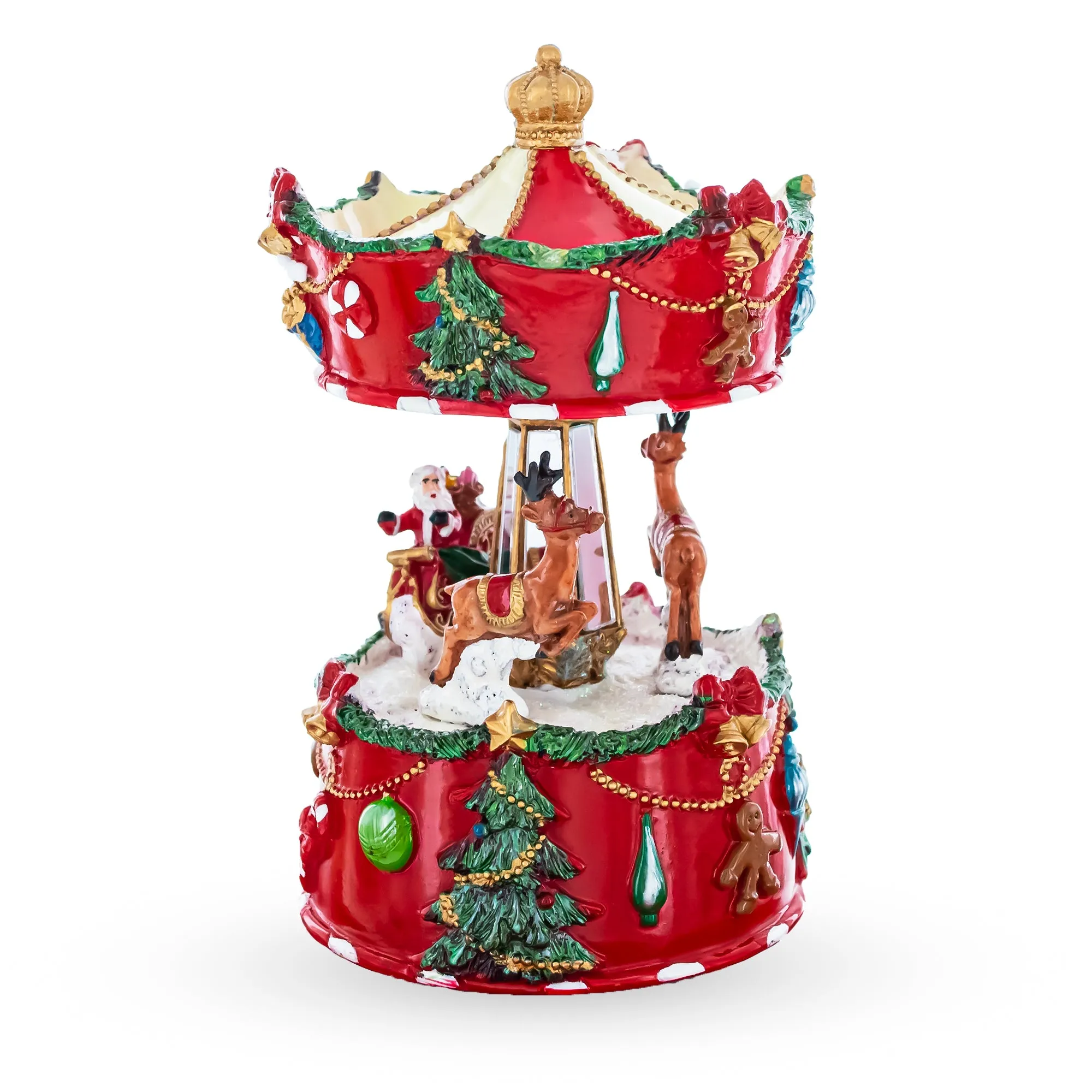 Santa's Merry Carousel Ride Spinning Musical Figurine